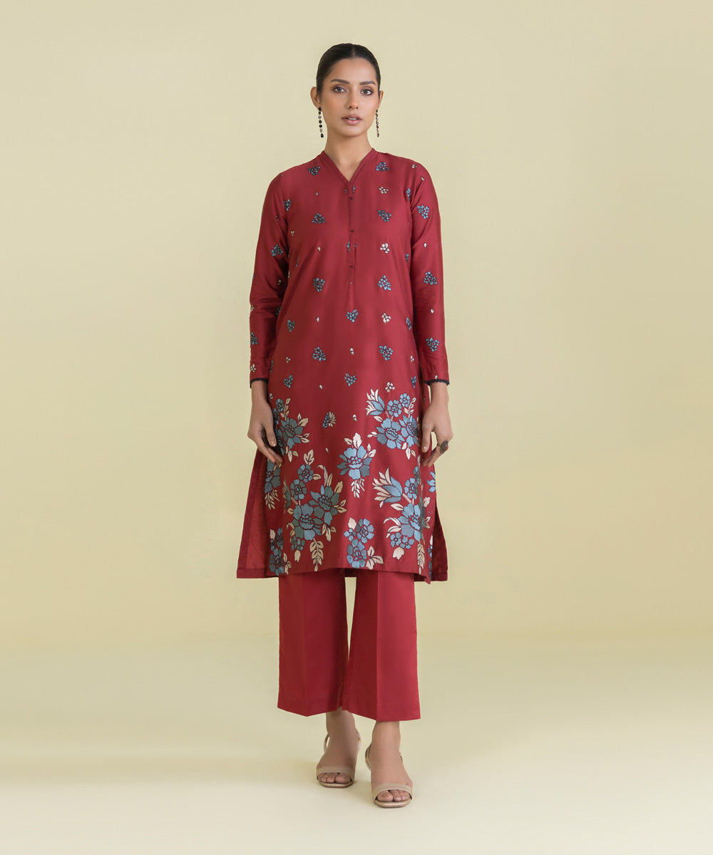 Embroidered Cotton Satin Shirt