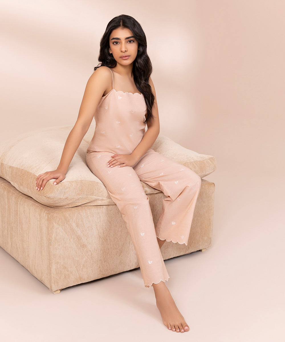 Embroidered Cotton Cami Set