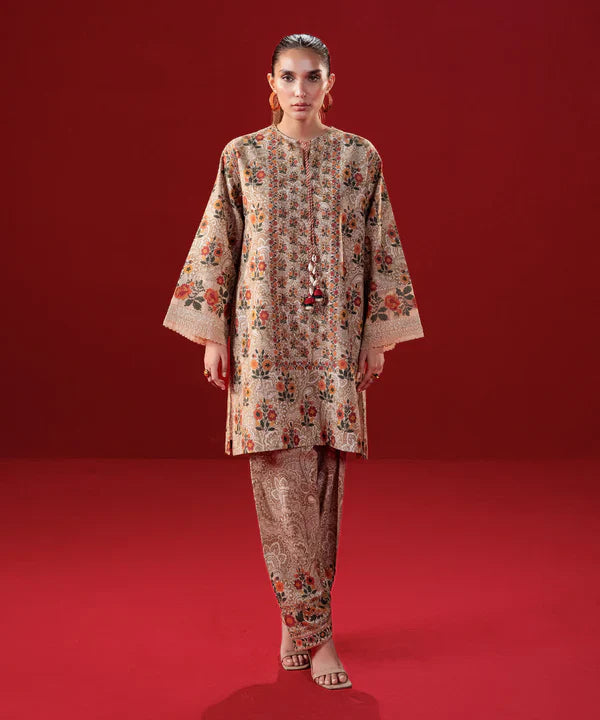 2 Piece - Embroidered Khaddar Suit