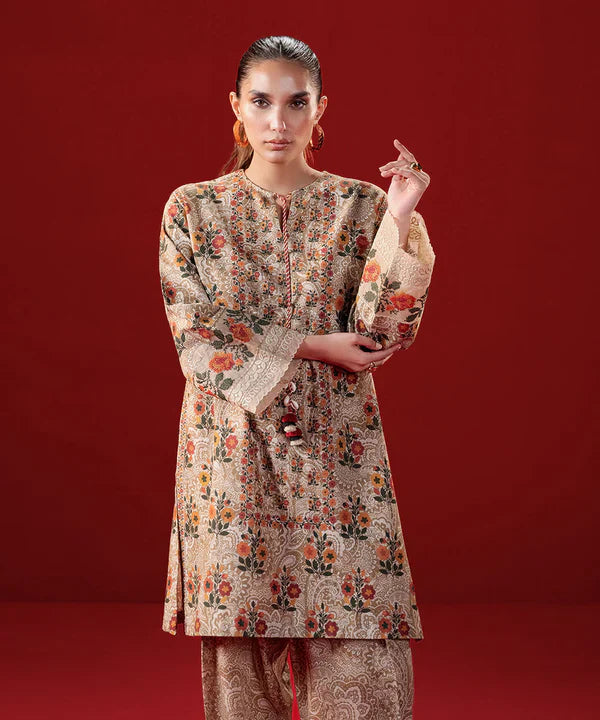 2 Piece - Embroidered Khaddar Suit