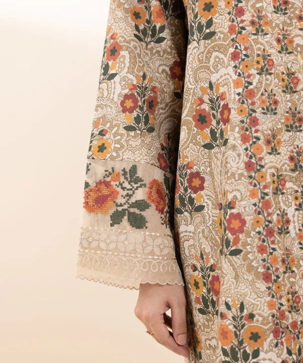 2 Piece - Embroidered Khaddar Suit