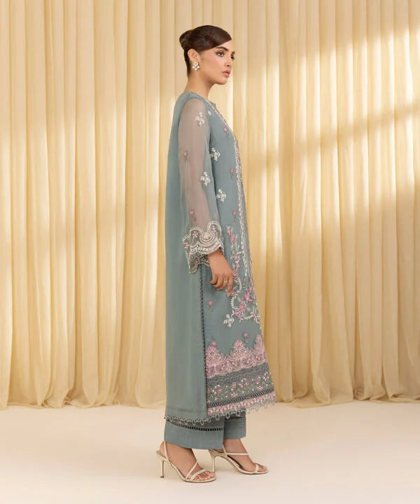 3 Piece - Embroidered Chiffon Suit