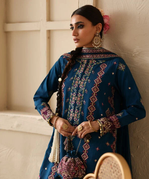 3 Piece - Embroidered Raw Silk Suit