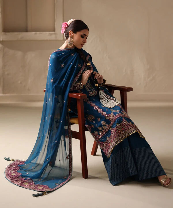 3 Piece - Embroidered Raw Silk Suit