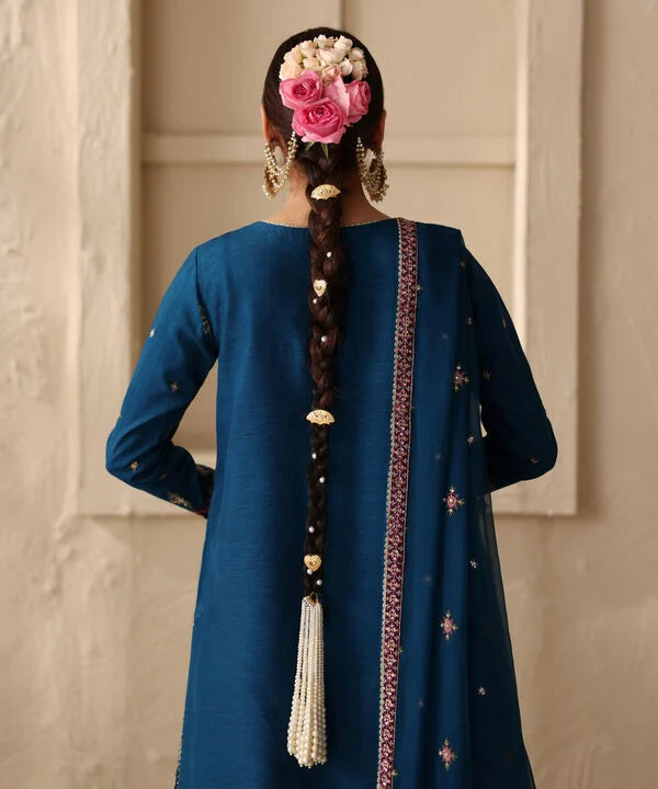 3 Piece - Embroidered Raw Silk Suit