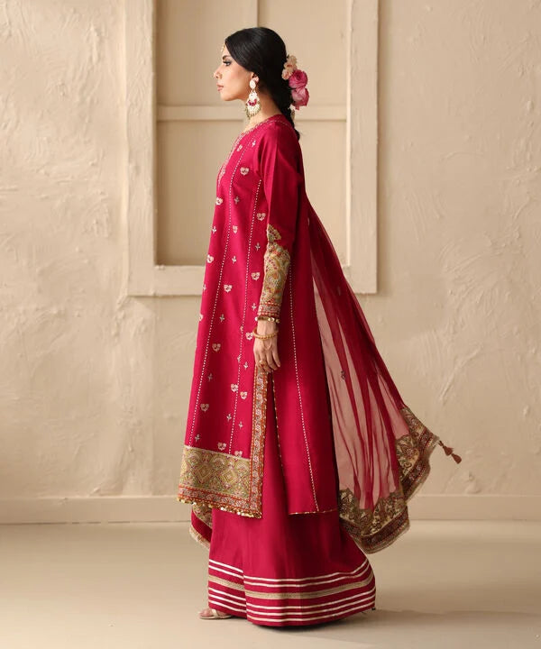 3 Piece - Embroidered Raw Silk Suit