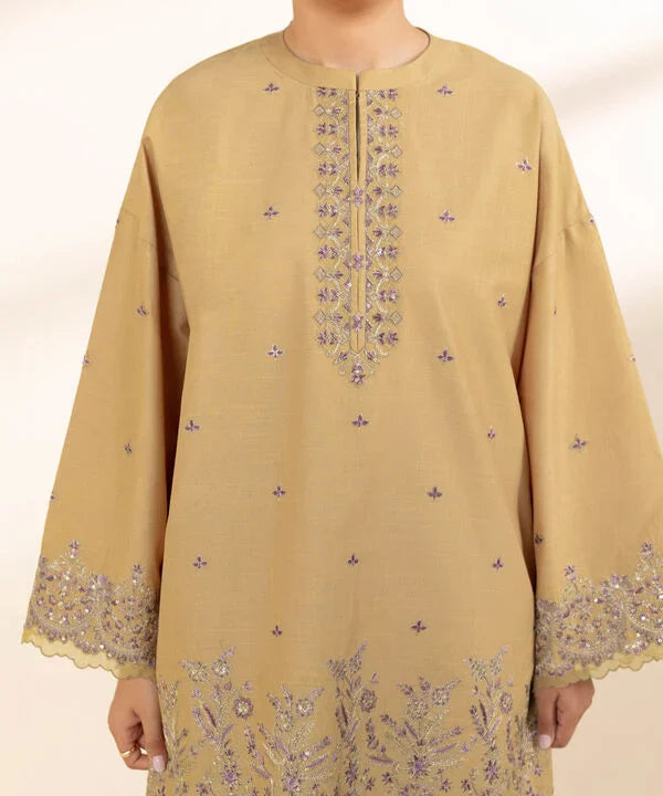 3 Piece - Embroidered Crosshatch Suit