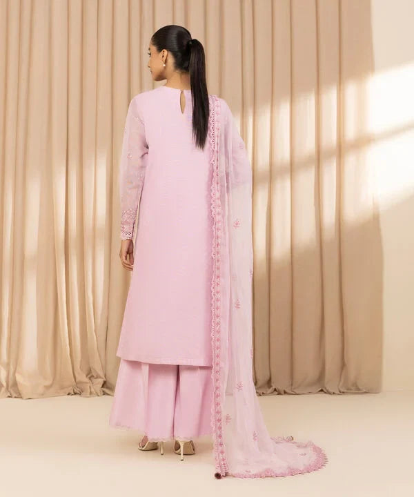 3 Piece - Embroidered Net Suit