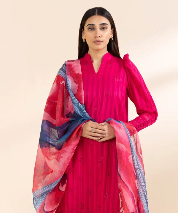 3 Piece - Embroidered Dobby Suit