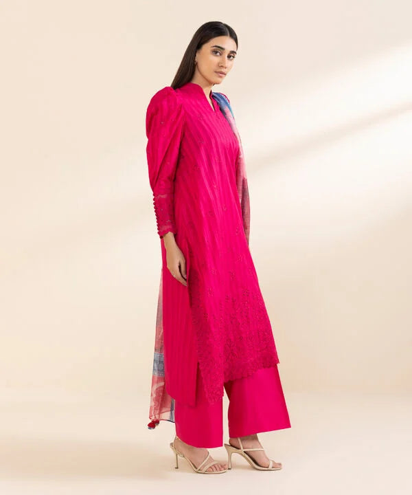 3 Piece - Embroidered Dobby Suit