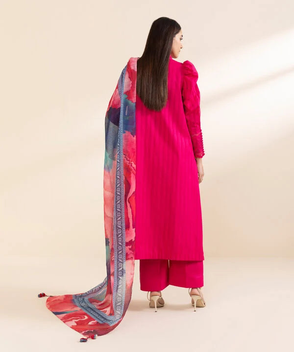 3 Piece - Embroidered Dobby Suit