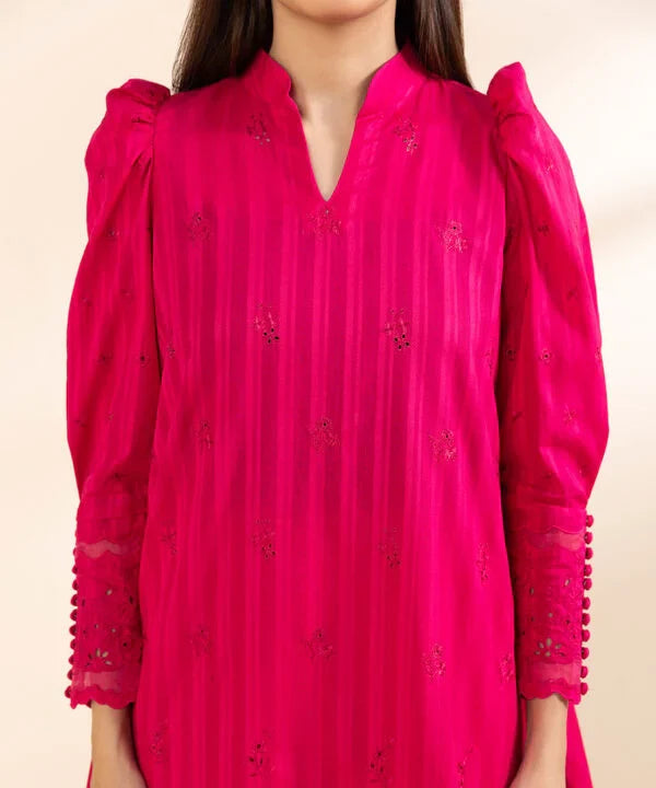 3 Piece - Embroidered Dobby Suit