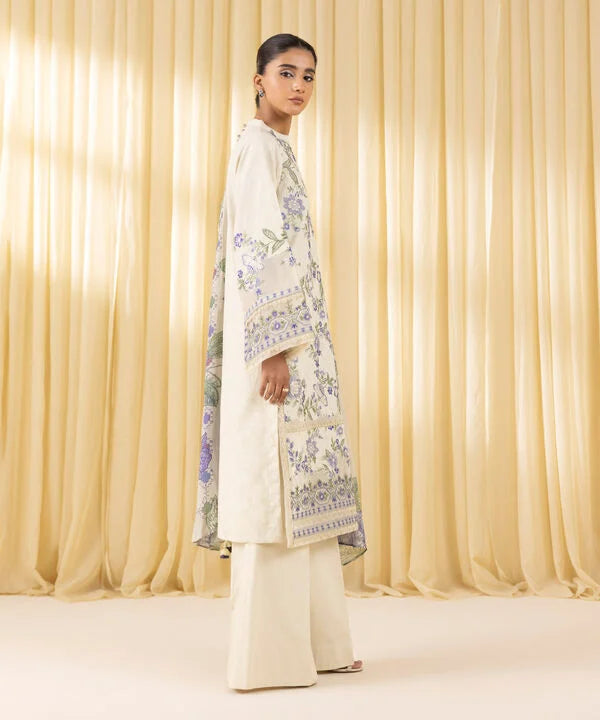 3 Piece - Embroidered Cotton Jacquard Suit