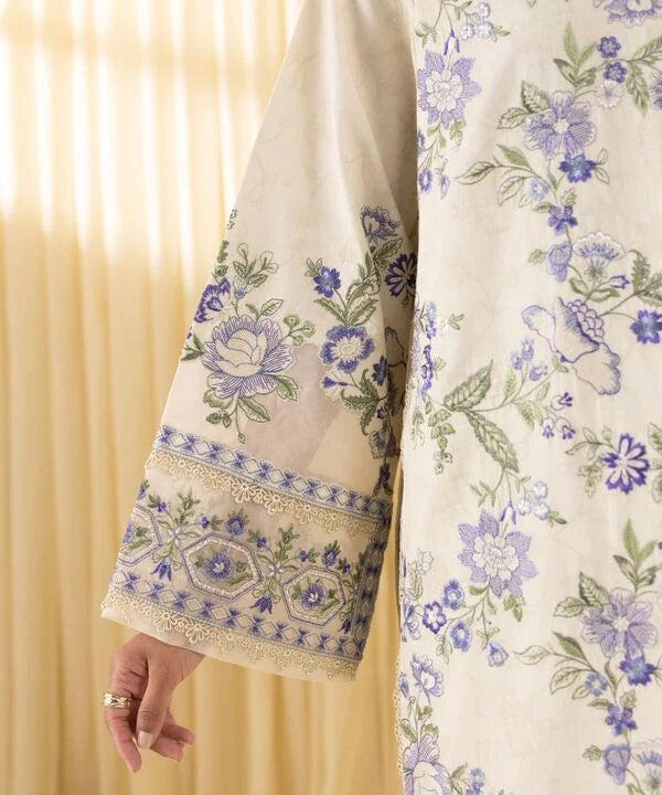 3 Piece - Embroidered Cotton Jacquard Suit
