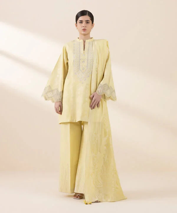 3 Piece - Embroidered Jacquard Suit