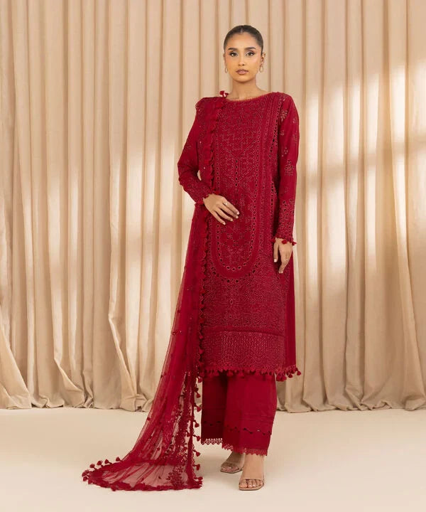 3 Piece - Embroidered Dobby Suit