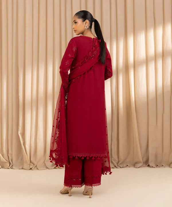 3 Piece - Embroidered Dobby Suit