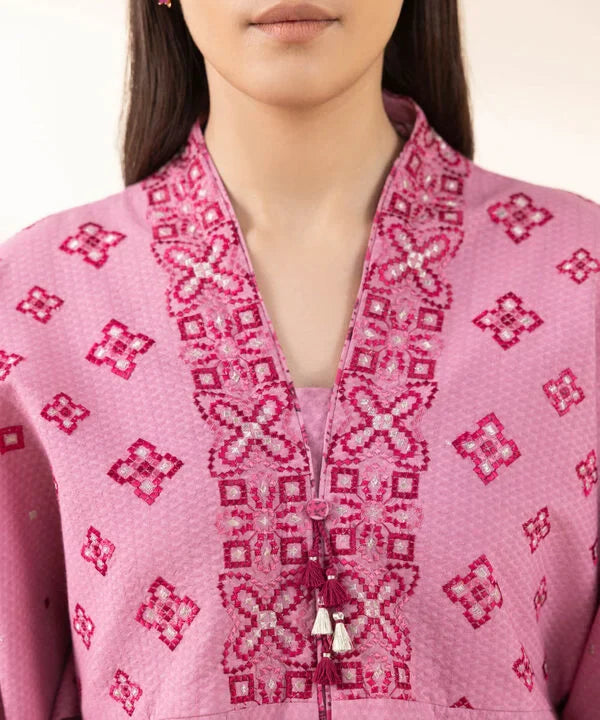 3 Piece - Embroidered Dobby Suit