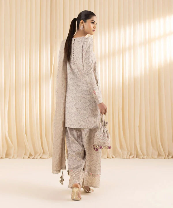 3 Piece - Embroidered Silk Suit