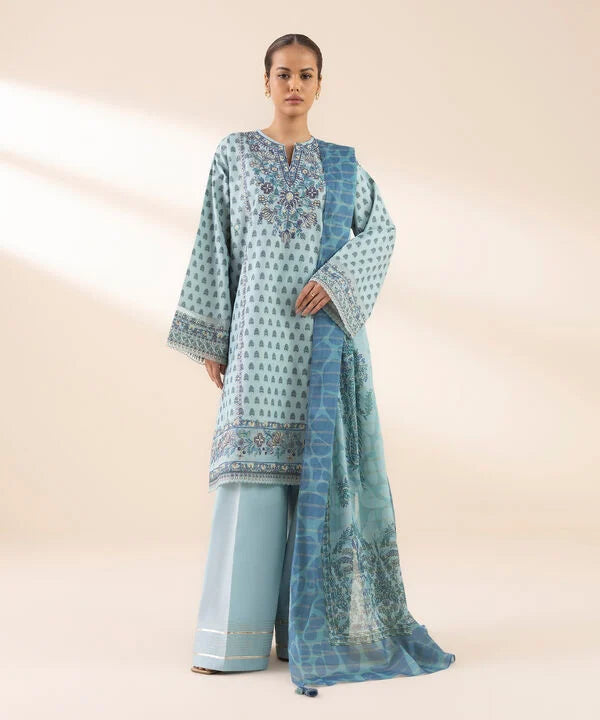 3 Piece - Embroidered Zari Lawn Suit