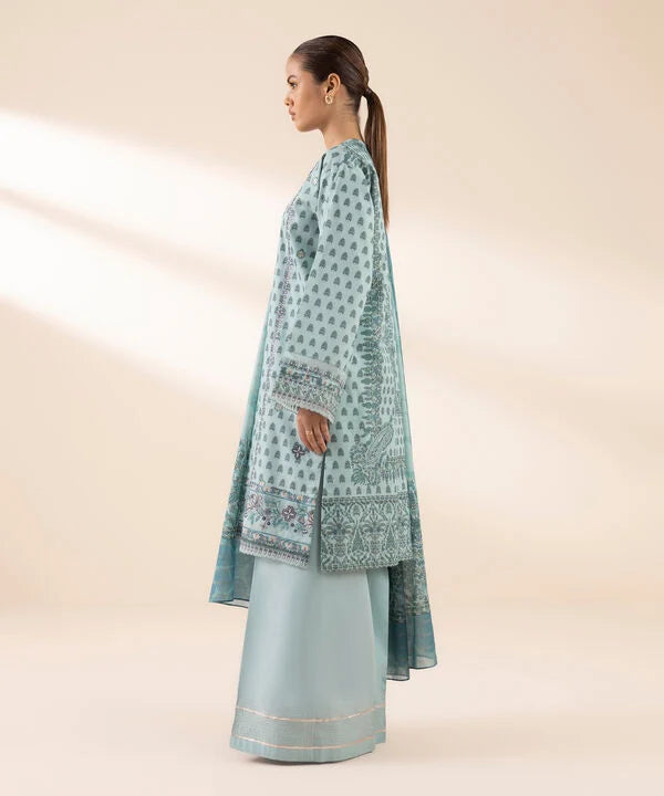 3 Piece - Embroidered Zari Lawn Suit