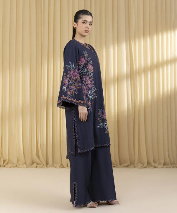 3 Piece - Embroidered Cotton Jacquard Suit