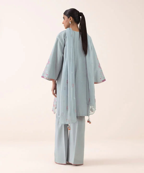 3 Piece - Embroidered Dobby Suit