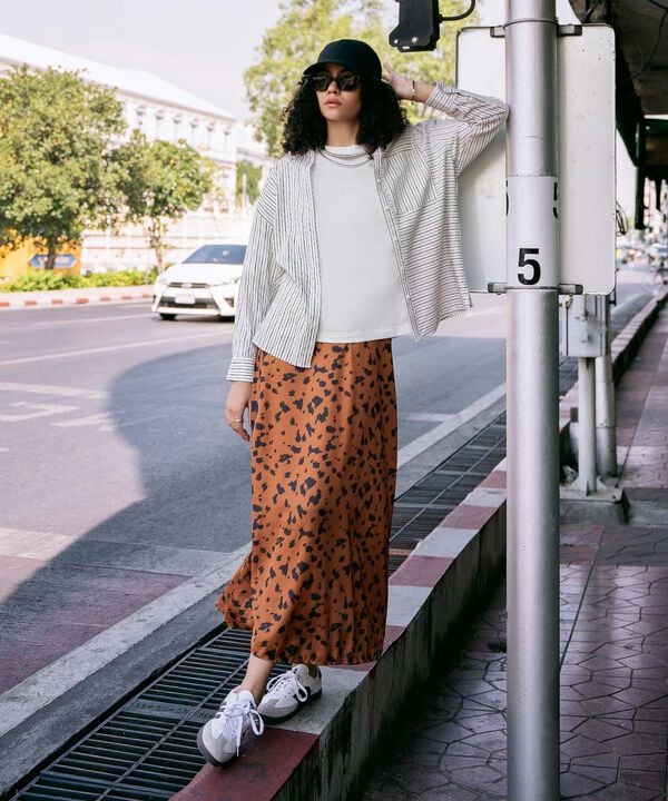 Animal Print Satin Skirt