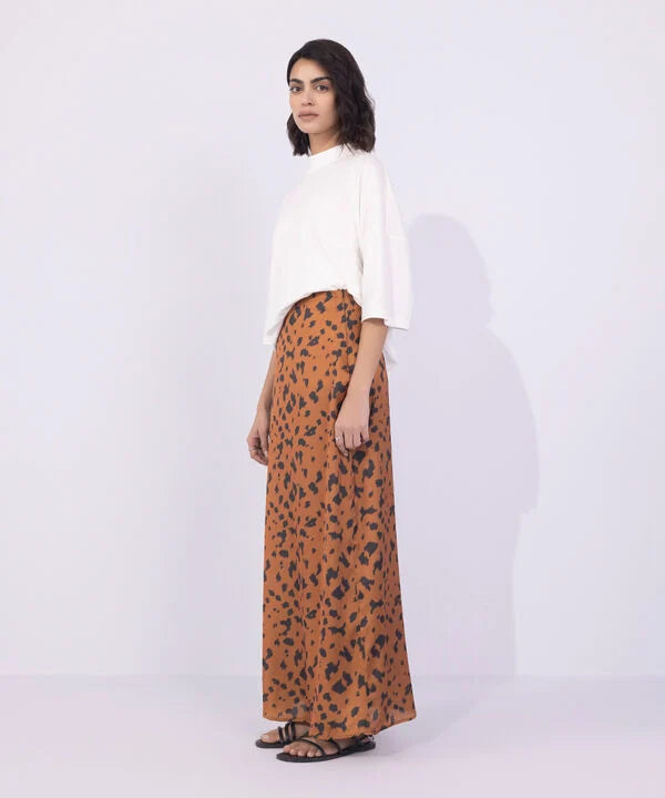 Animal Print Satin Skirt