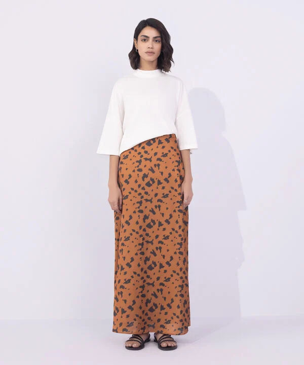 Animal Print Satin Skirt
