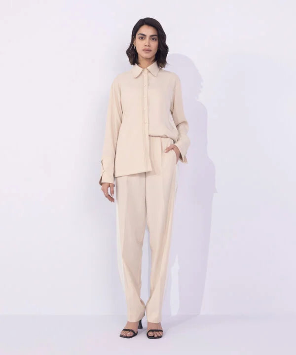 Straight-Fit Textured Trousers