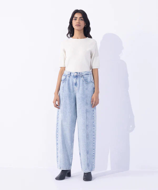 Barrel Fit Jeans with Panels