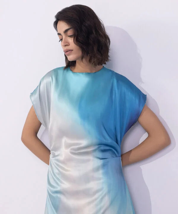 Printed Midi Satin Dress