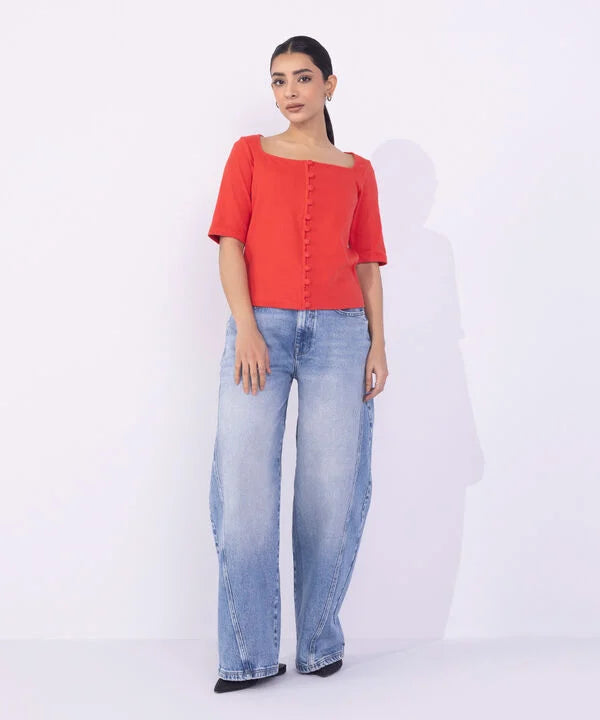 Square-Neck Rib Top