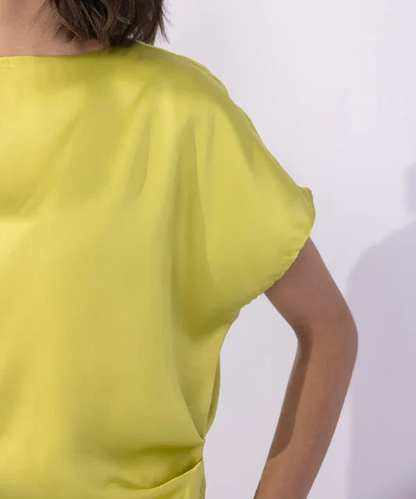 Satin Top With Cinched Waist